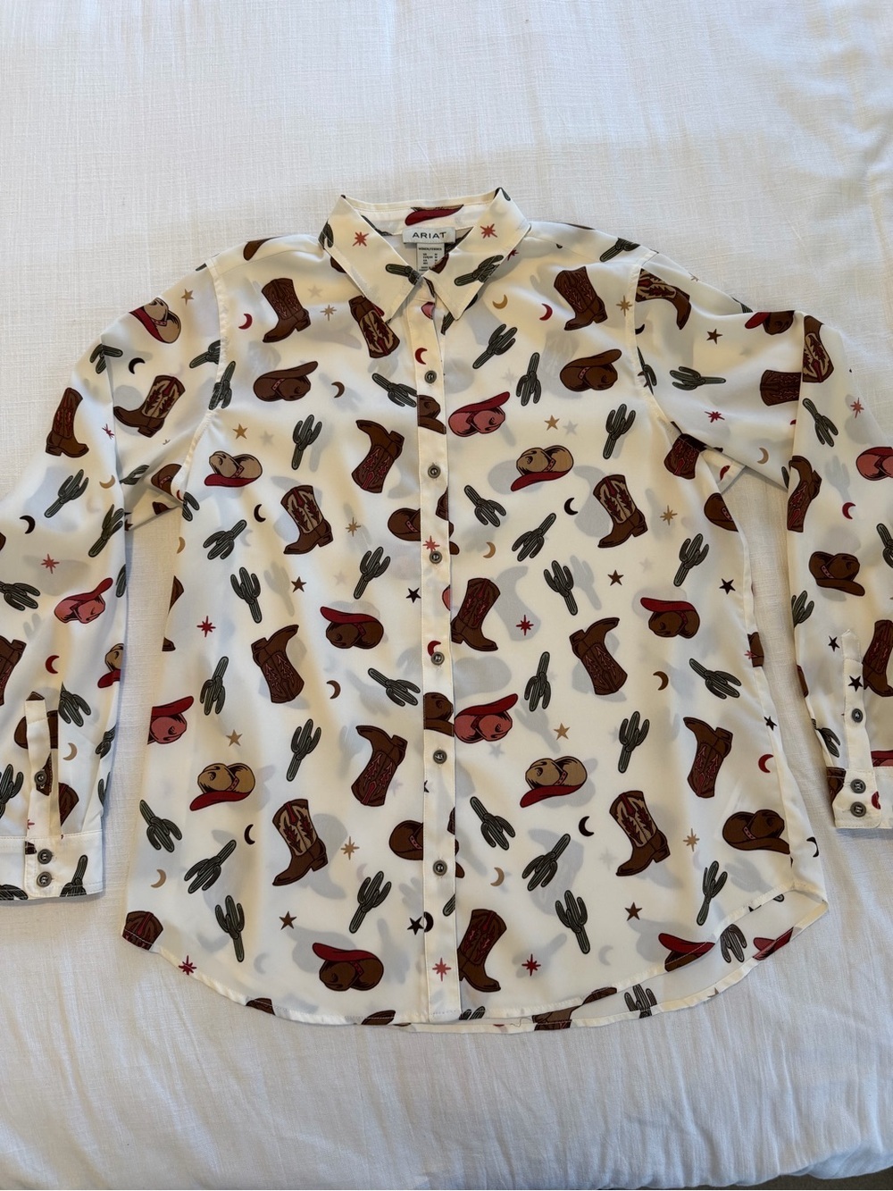 Ariat Womens Homestyle Western Long Sleeve Button Up Shirt Size Medium - Picture 2 of 12